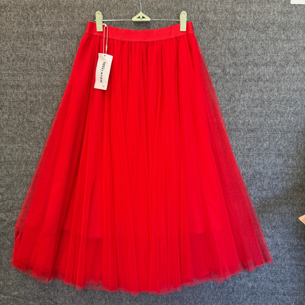 Mliyasan Women's Layered Tulle Midi Skirt Size M Fairycore NWT Holiday Posh Mesh